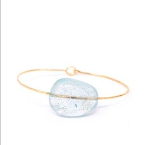 Aquamarine stone in a gold filled cuff bracelet